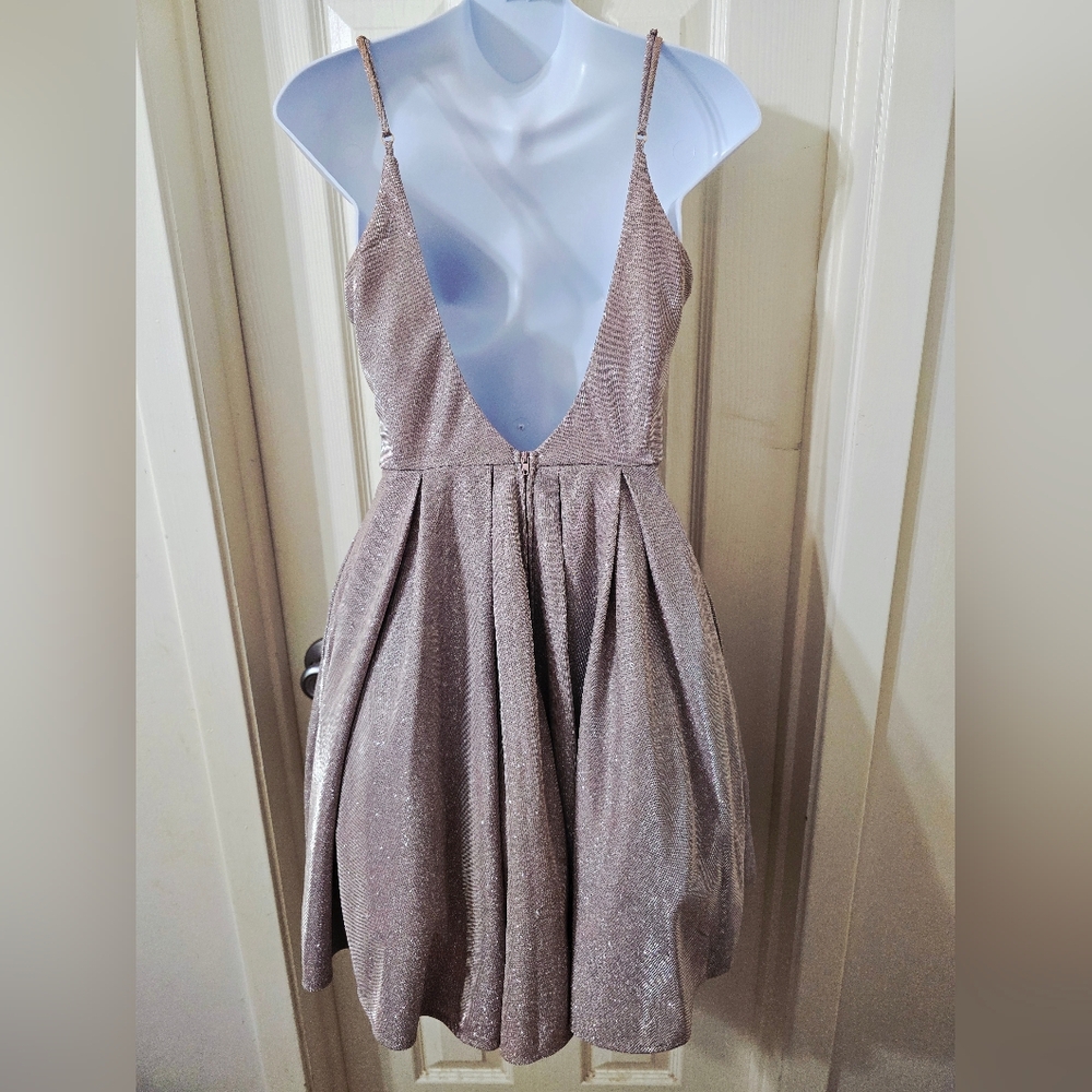 B DARLIN Juniors Glitter Mesh Skater Dress Rose Sz 5/6 Party Sparkle Short Dress - Picture 3 of 9